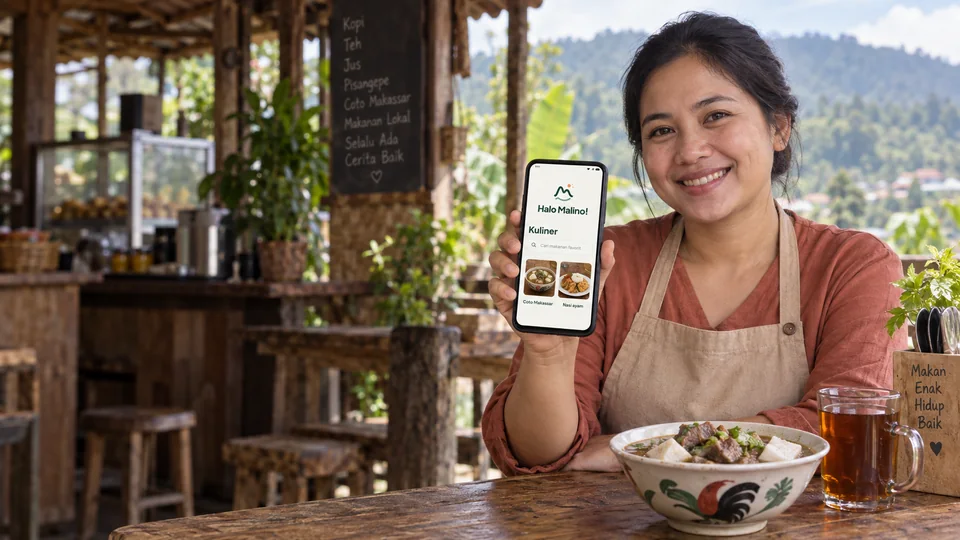 Visual kampanye pelaku usaha kuliner memperkenalkan Halo Malino.